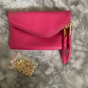 Charming Charlie Pink Clutch w/ Attachable Chain